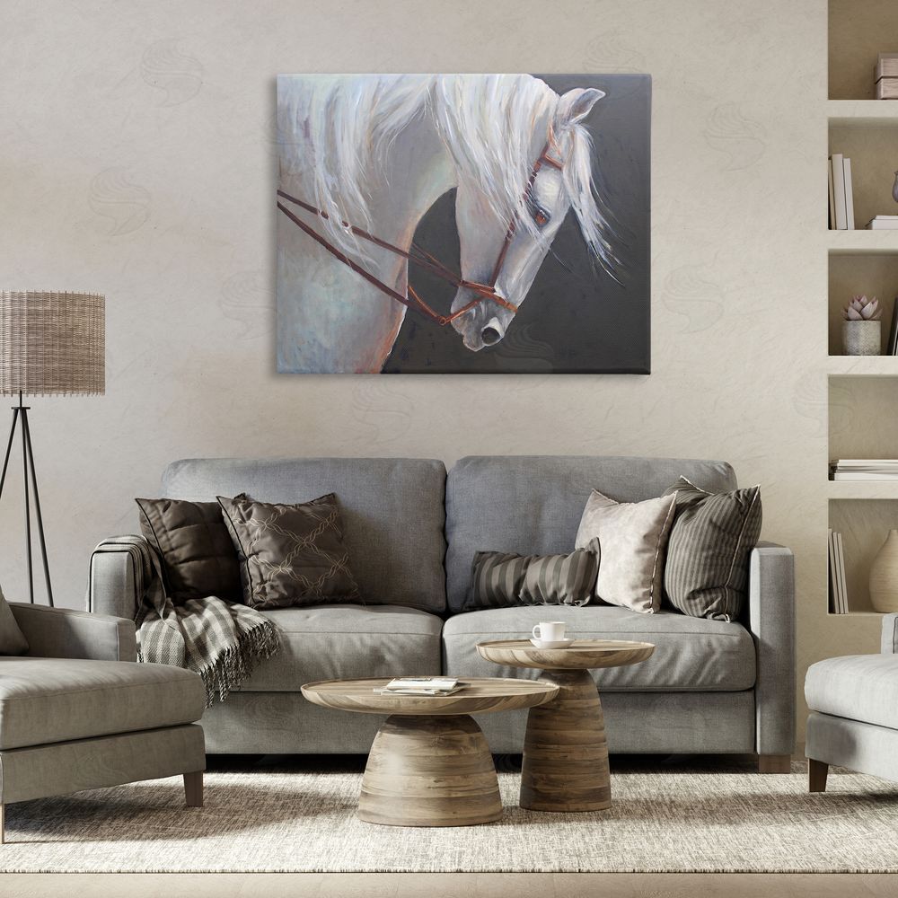 Jadei Graphics Majestic White Mare Stretched Canvas Wall Art in Room