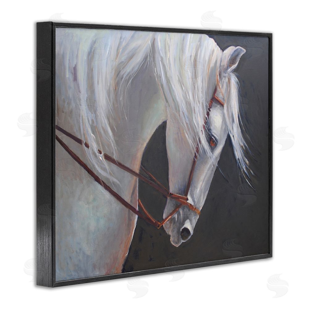 Jadei Graphics Majestic White Mare Black Framed Giclee Wall Art Print