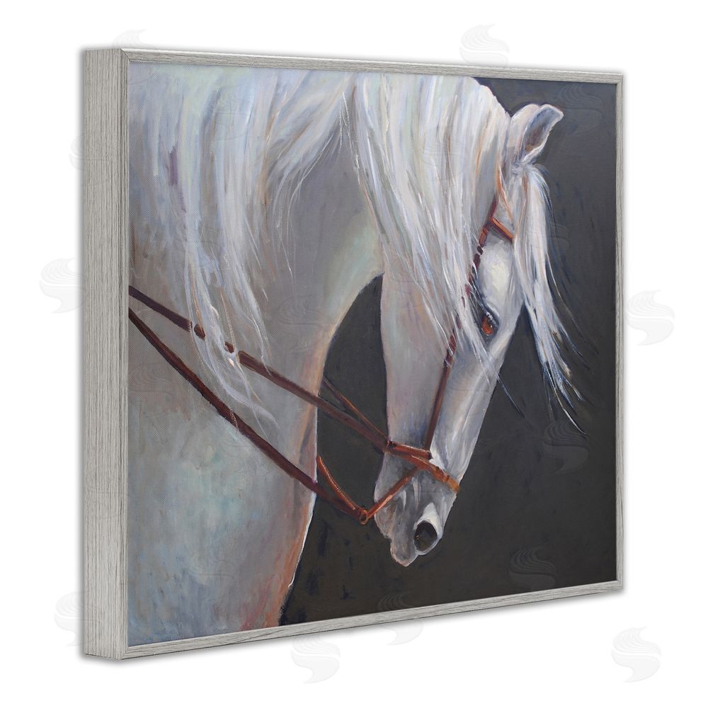 Jadei Graphics Majestic White Mare Gray Framed Giclee Wall Art Print