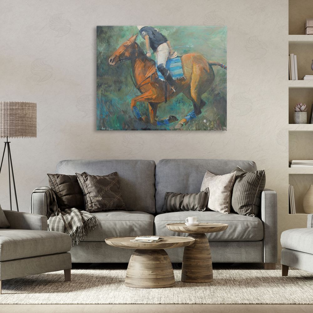 Jadei Graphics Polo Rider in Dynamic Motion Stretched Canvas Wall Art in Room