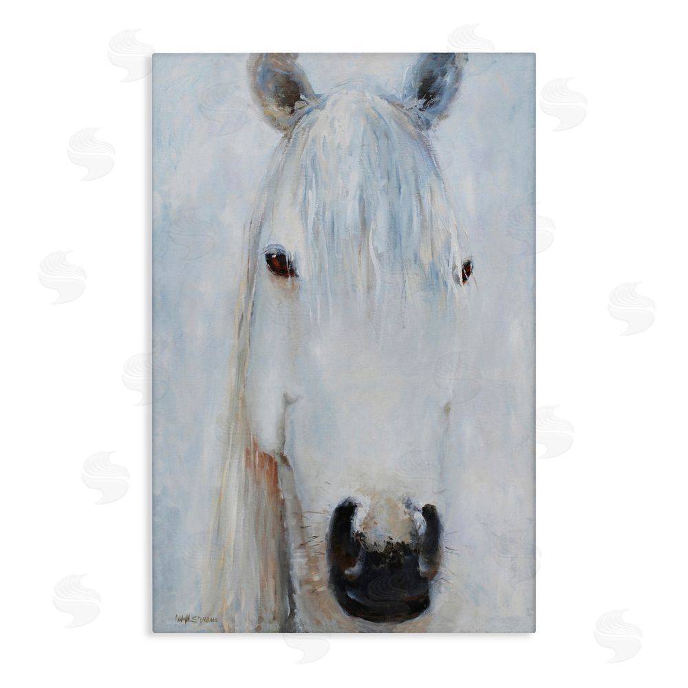 Jadei Graphics Pure White Horse Portrait Stretched Canvas Wall Art Print