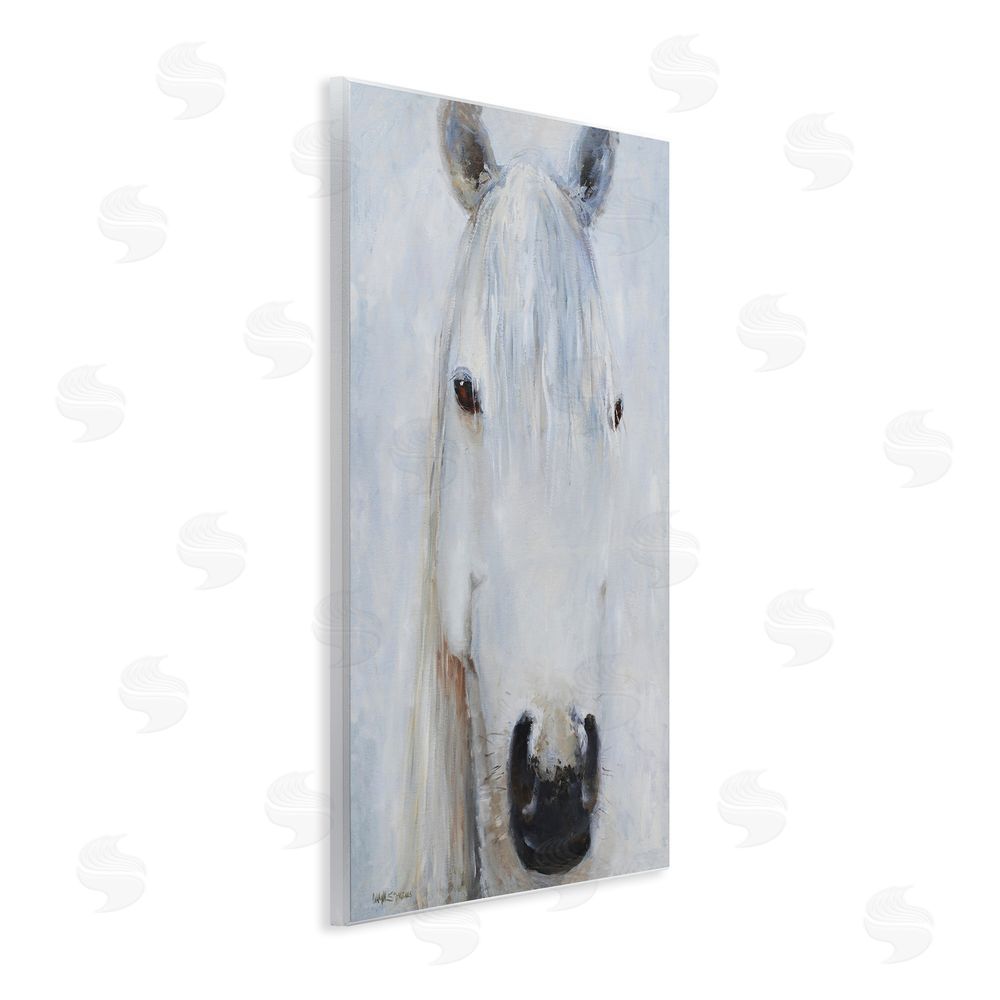 Jadei Graphics Pure White Horse Portrait Wooden Wall Plaque Art Print