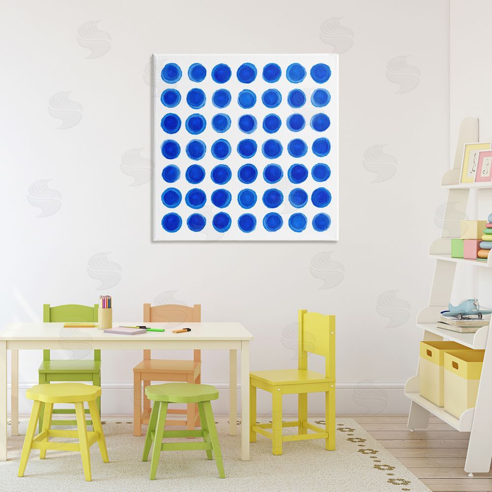 Martina Pavlova Blue Dots Uniform Pattern Stretched Canvas Wall Art in Room