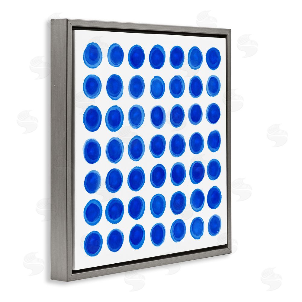 Martina Pavlova Blue Dots Uniform Pattern Gray Floating Frame Canvas Wall Art Print