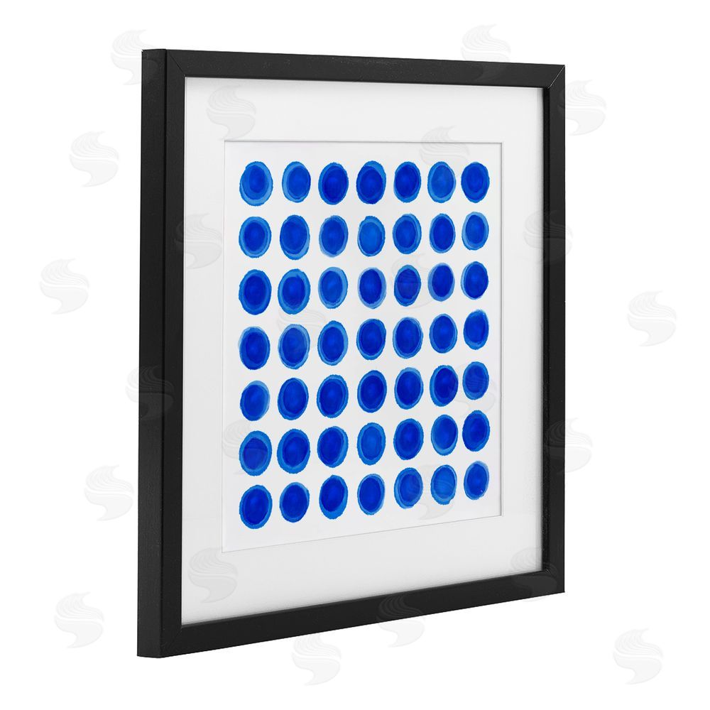 Martina Pavlova Blue Dots Uniform Pattern Black Framed Print Under Glass Wall Art