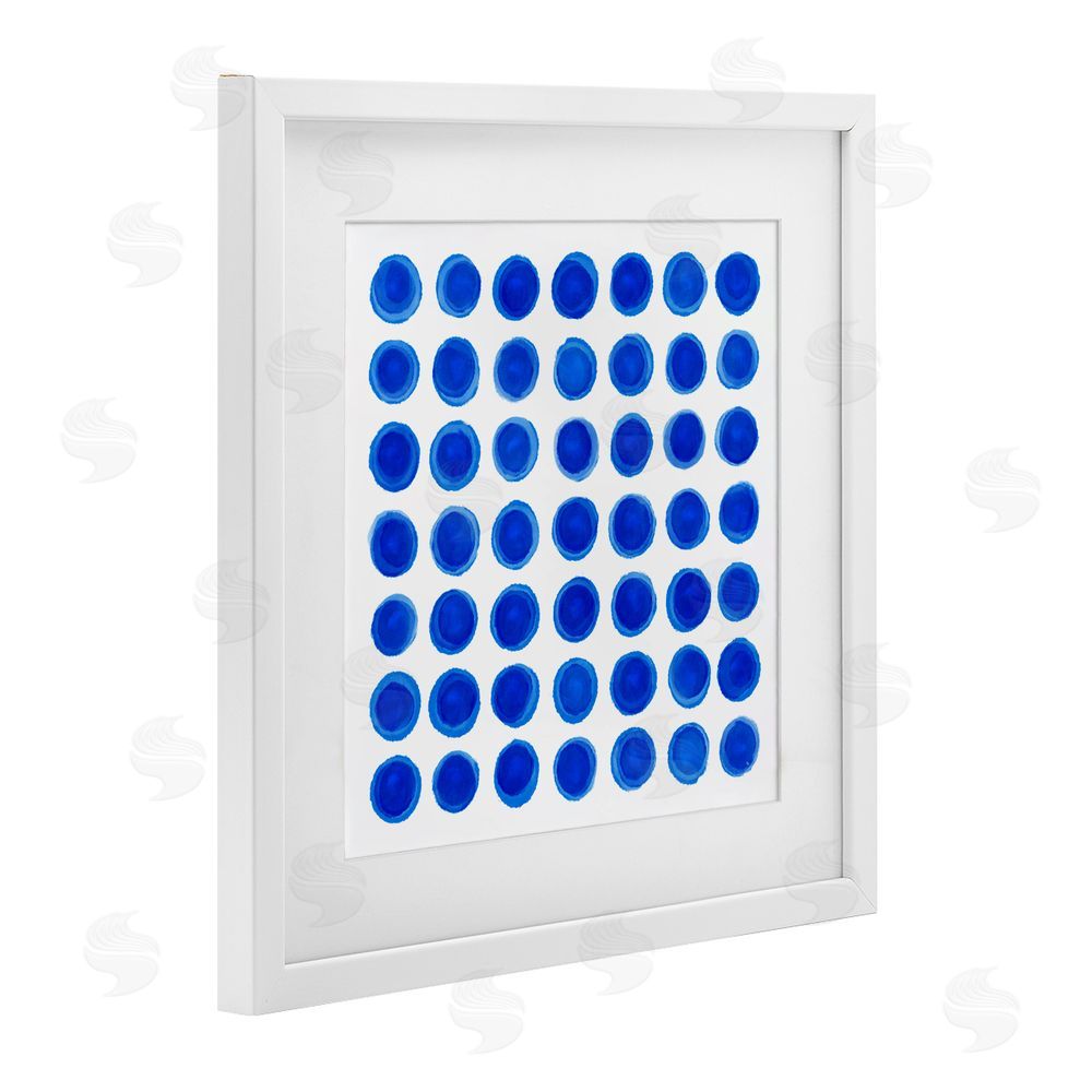 Martina Pavlova Blue Dots Uniform Pattern White Framed Print Under Glass Wall Art