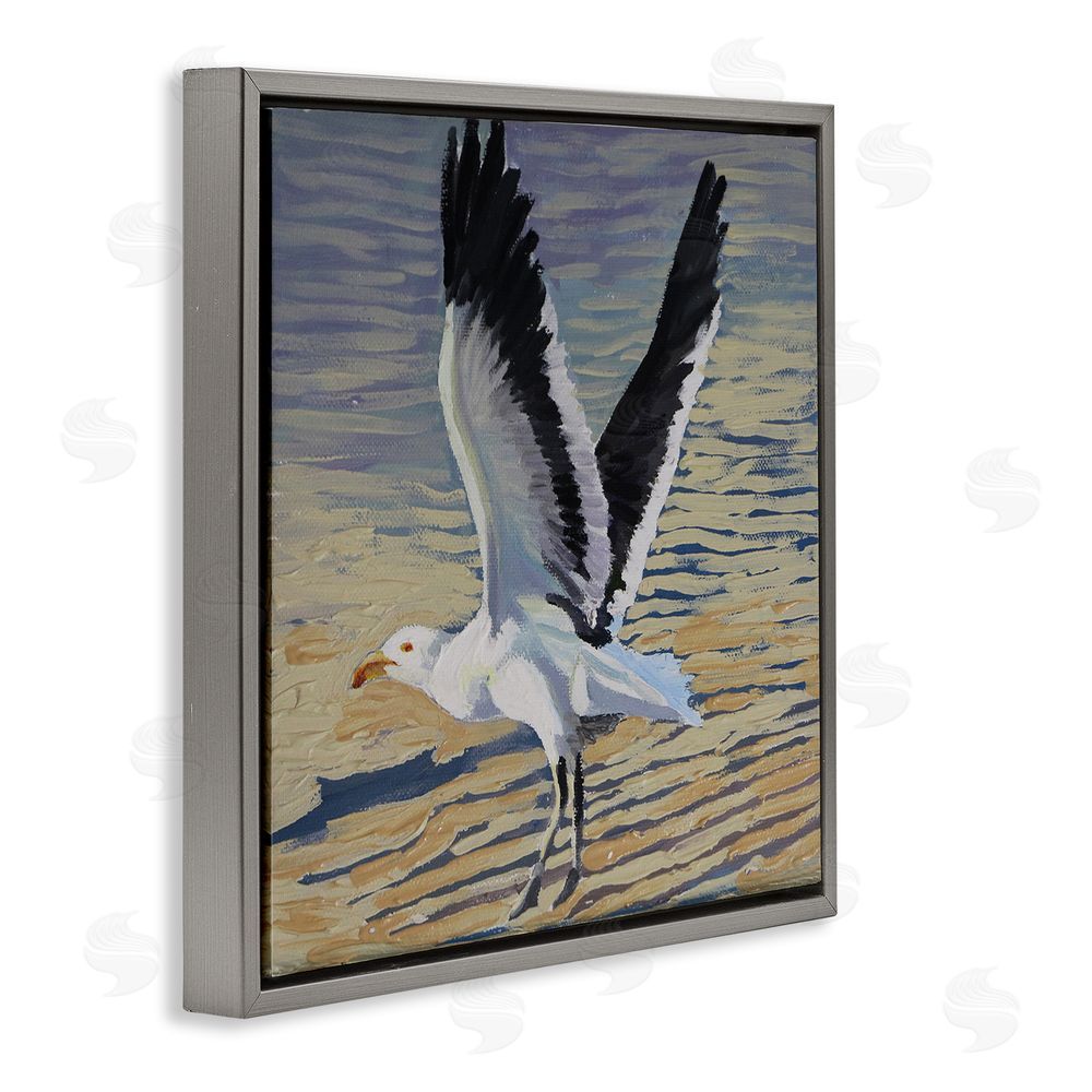 Violeta Vollmer Seagull Taking Flight Gray Floating Frame Canvas Wall Art Print