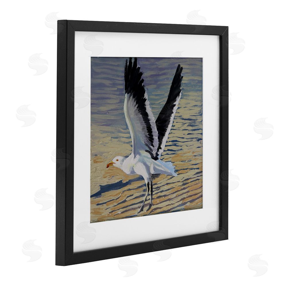 Violeta Vollmer Seagull Taking Flight Black Framed Print Under Glass Wall Art