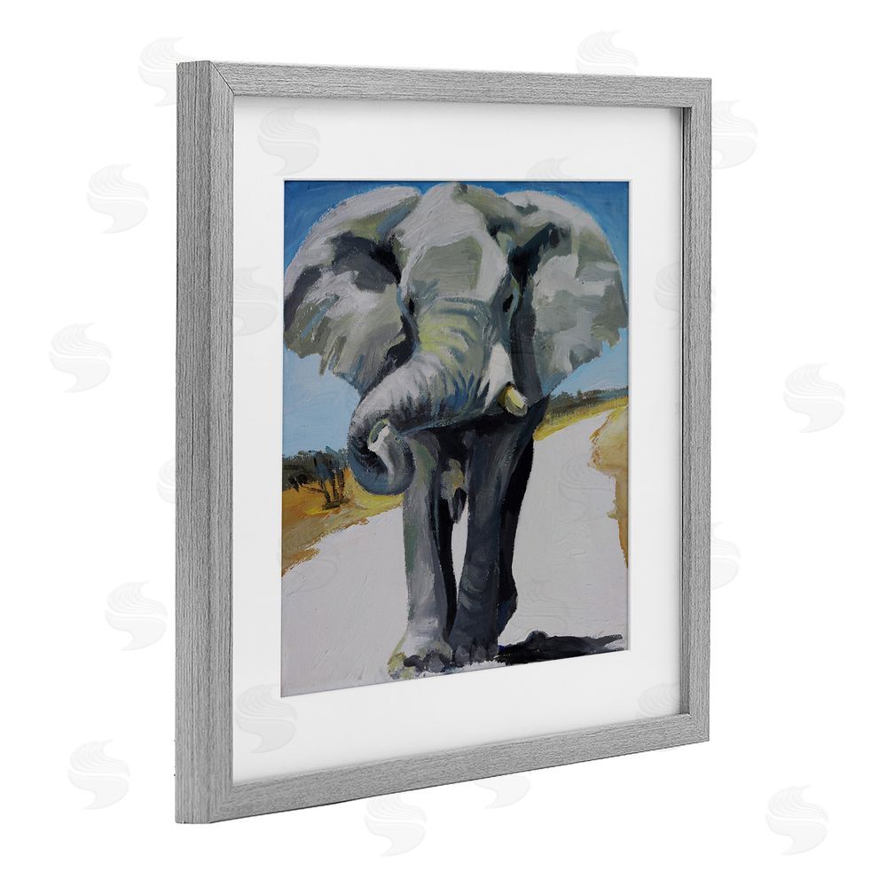 Violeta Vollmer Majestic Elephant on Path Gray Framed Print Under Glass Wall Art