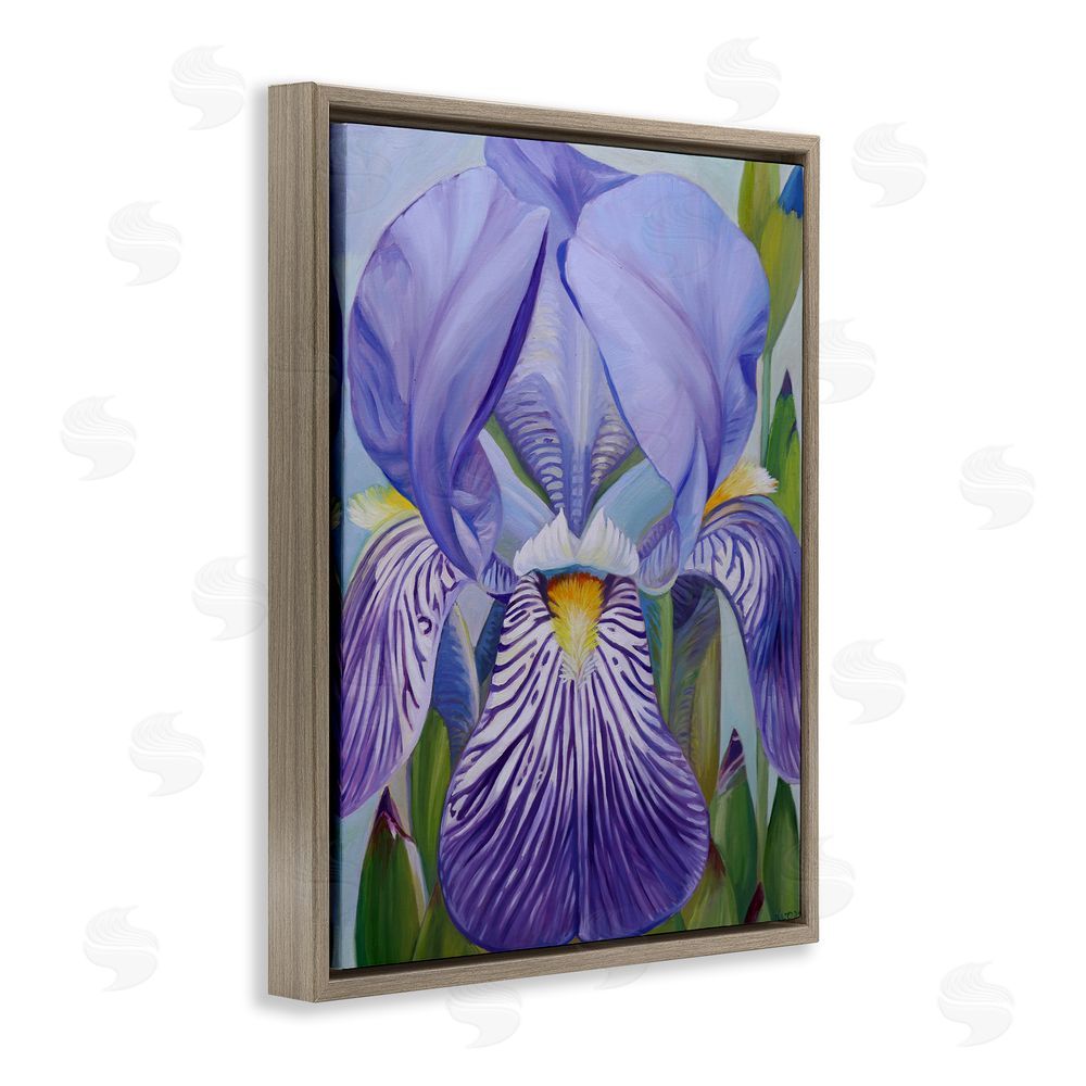 Violeta Vollmer Blooming Purple Iris Petals Brown Floating Frame Canvas Wall Art Print
