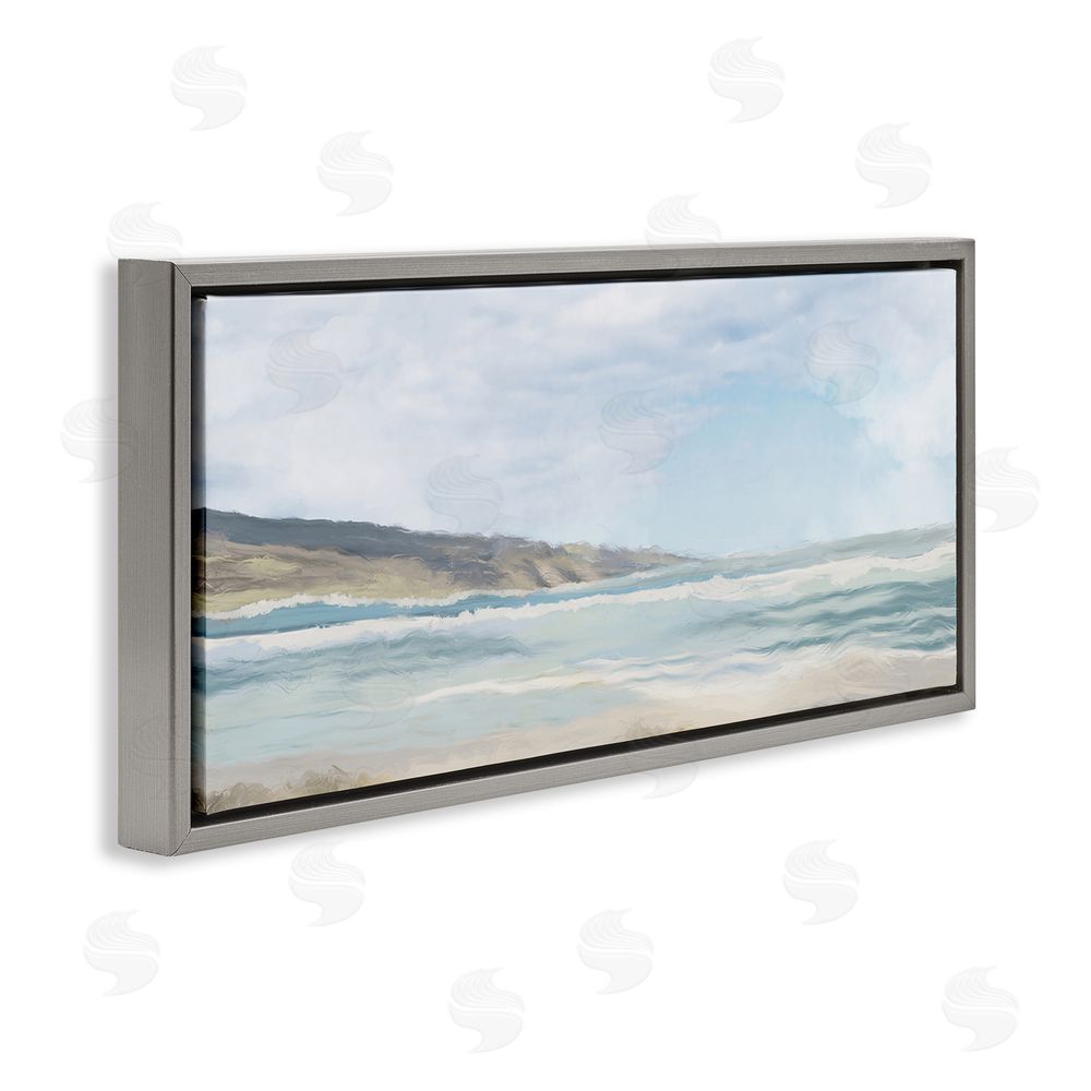Elizabeth Medley Cape Shore Seascape Gray Floating Frame Canvas Wall Art Print