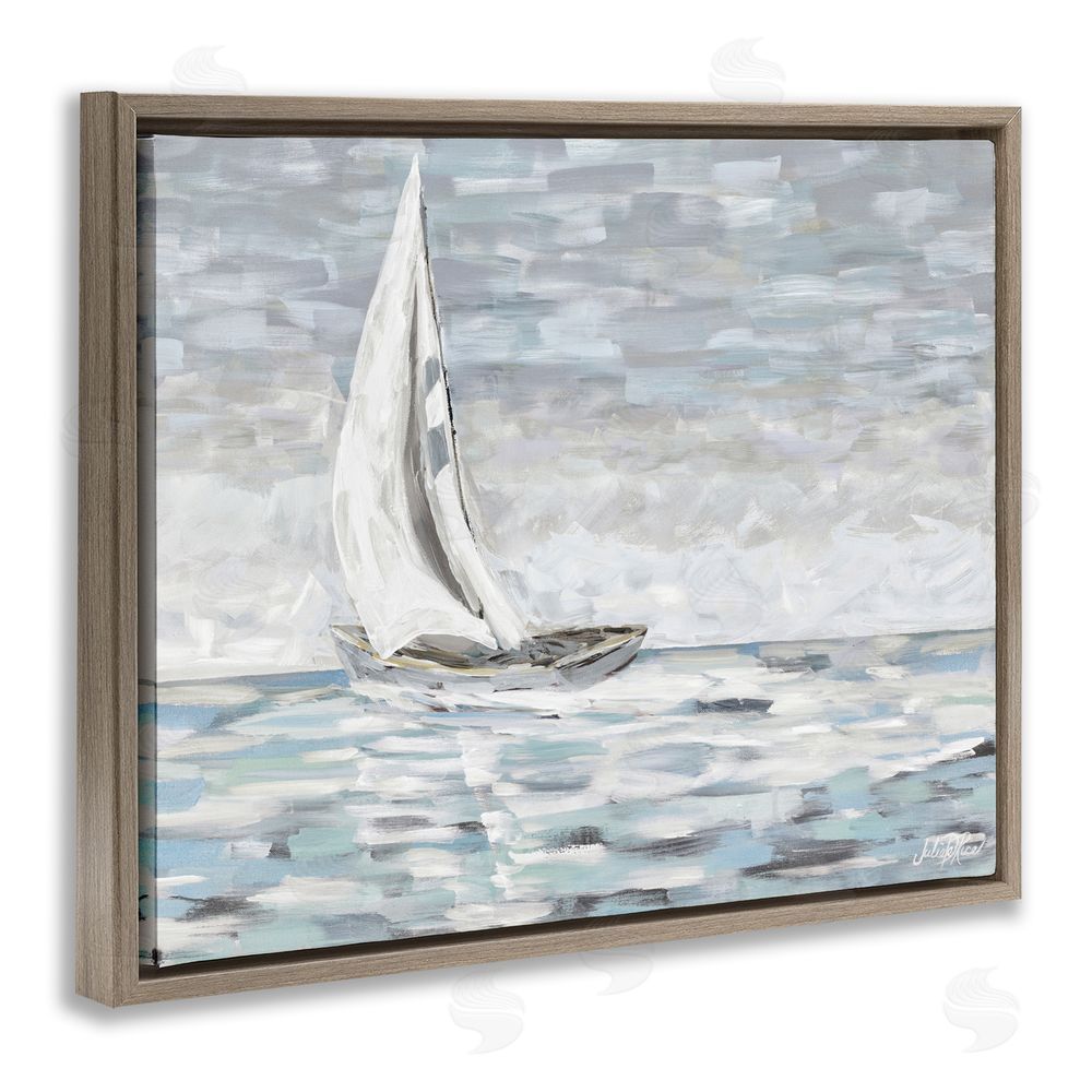 Julie DeRice Choppy Waters in Muted Tones Brown Floating Frame Canvas Wall Art Print