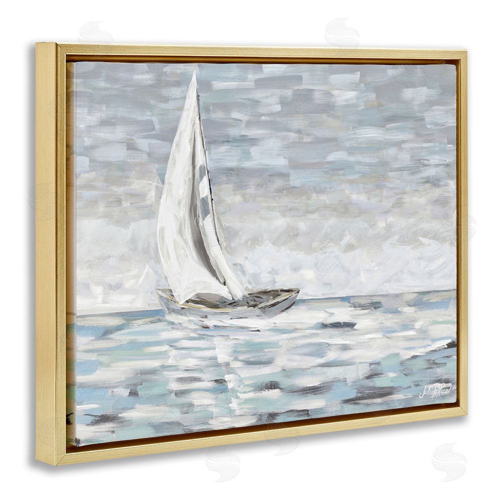 Julie DeRice Choppy Waters in Muted Tones Gold Floating Frame Canvas Wall Art Print