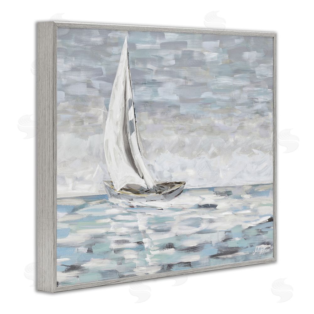 Julie DeRice Choppy Waters in Muted Tones Gray Framed Giclee Wall Art Print