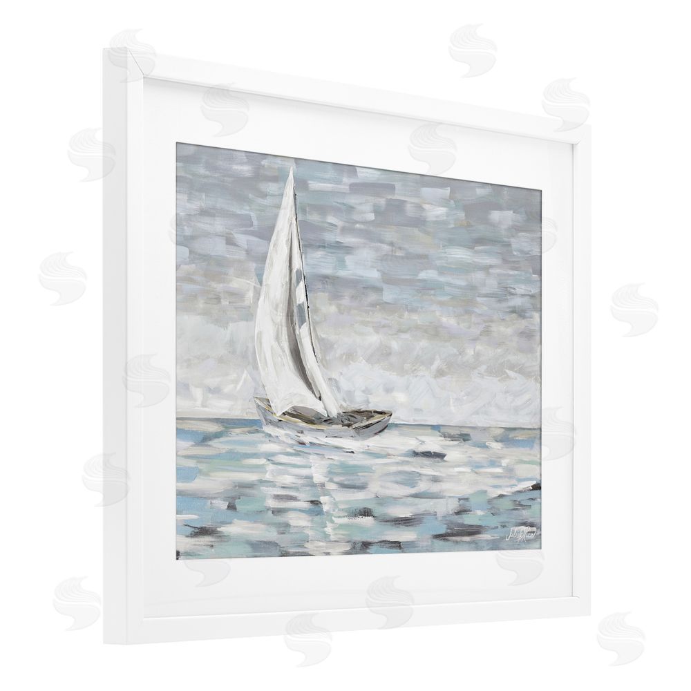 Julie DeRice Choppy Waters in Muted Tones White Framed Print Under Glass Wall Art