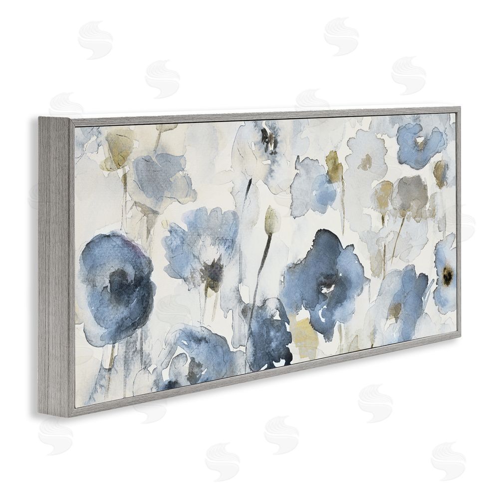Lanie Loreth Blue Poppy Study in Watercolor Gray Framed Giclee Wall Art Print