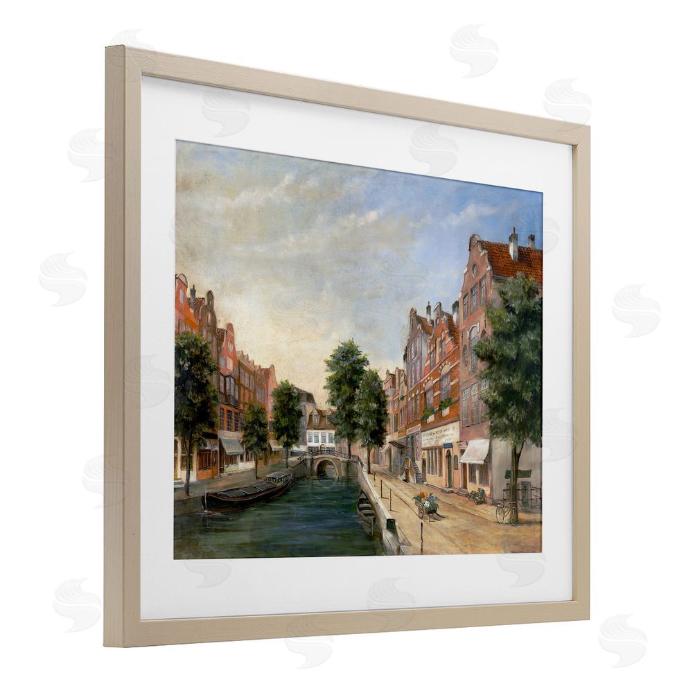Lorenzo Collective Canal Street with Gabled Houses Brown Framed Print Under Glass Wall Art