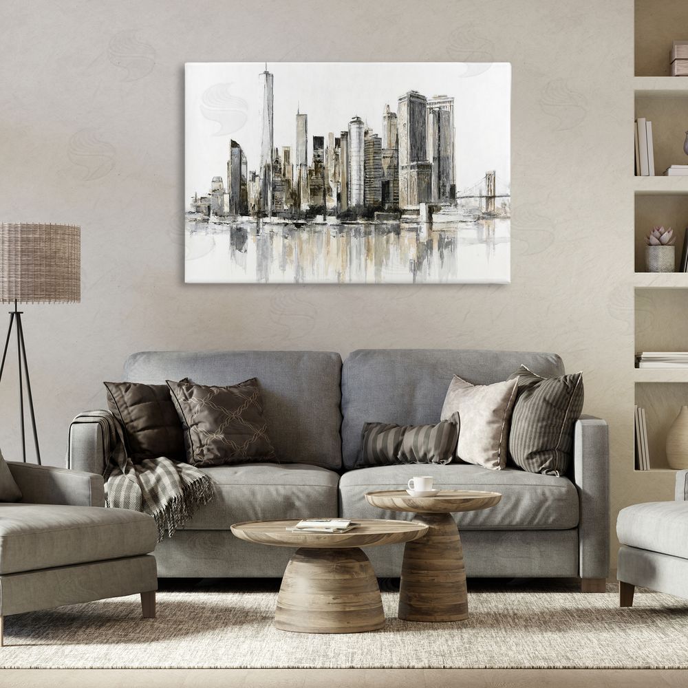 Lorenzo Collective Urban Skyline Reflection Stretched Canvas on Wall