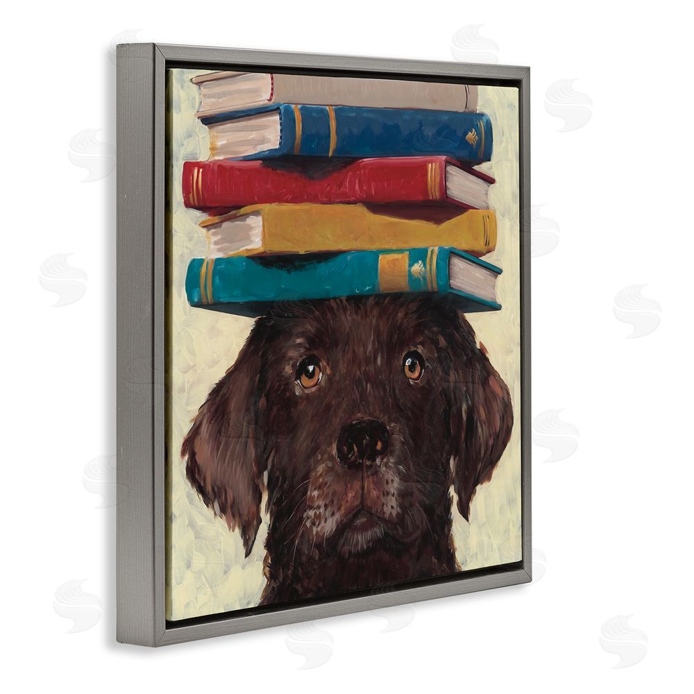 Studio Bautista Studious Abby Dog Gray Floating Frame Canvas Wall Art Print