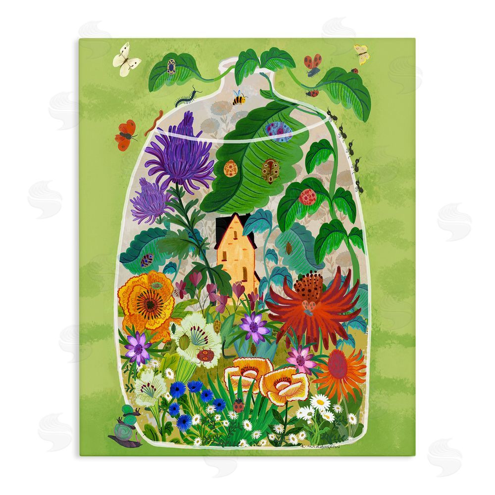 Kay Widdowson Terrarium Bug Garden Stretched Canvas Wall Art Print