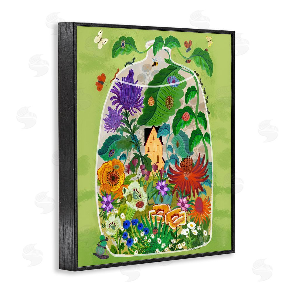 Kay Widdowson Terrarium Bug Garden Black Framed Giclee Wall Art Print