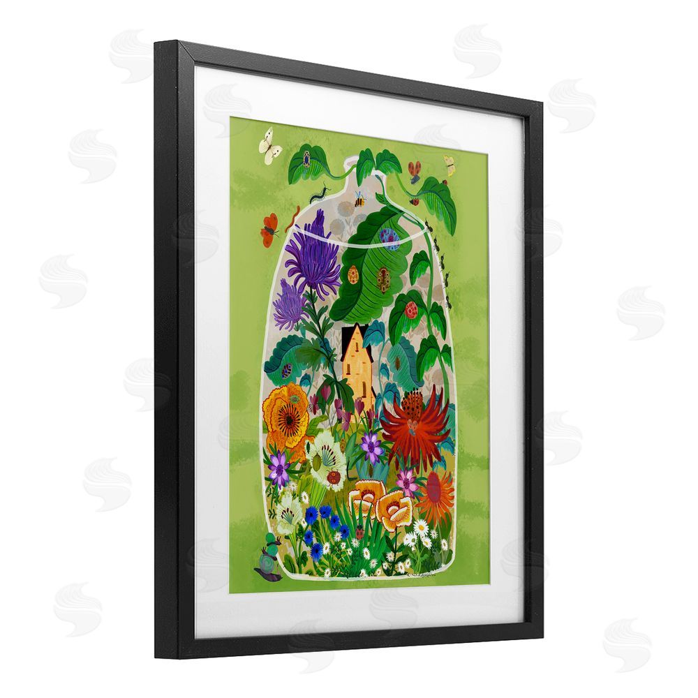 Kay Widdowson Terrarium Bug Garden Black Framed Print Under Glass Wall Art