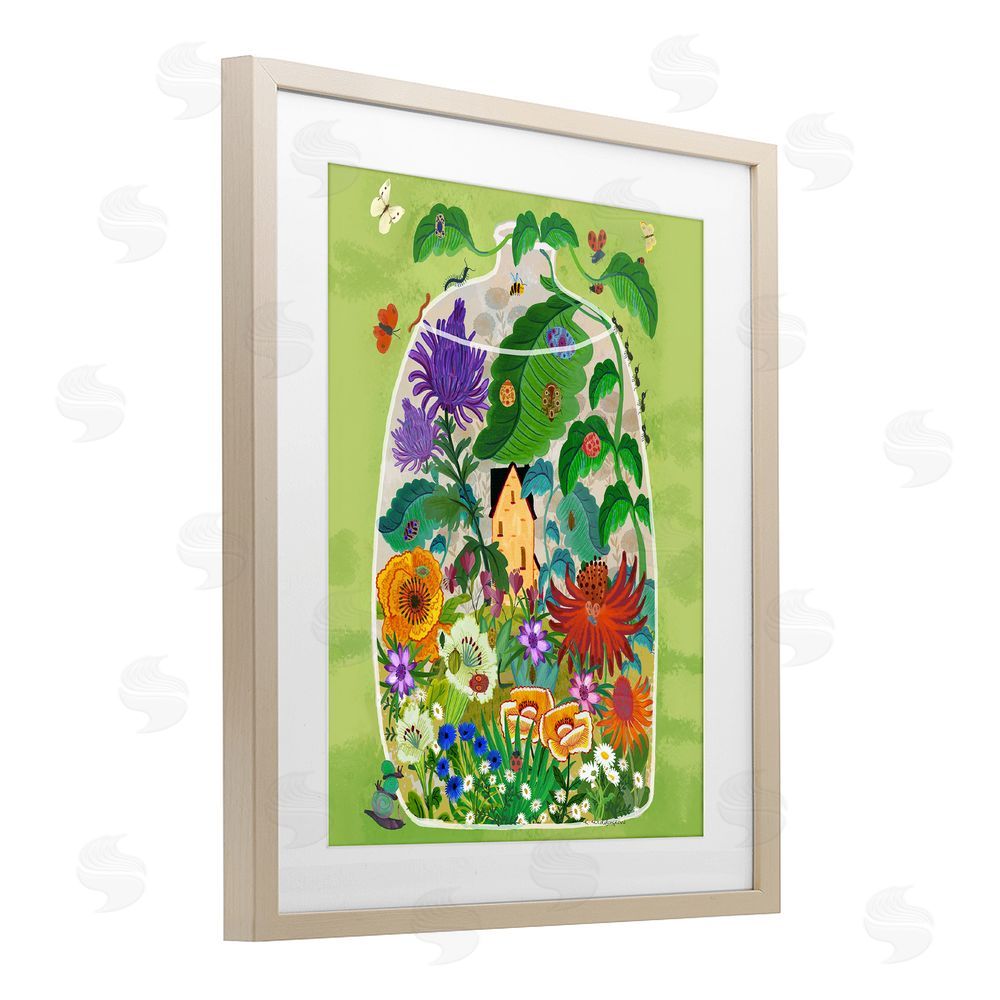 Kay Widdowson Terrarium Bug Garden Brown Framed Print Under Glass Wall Art