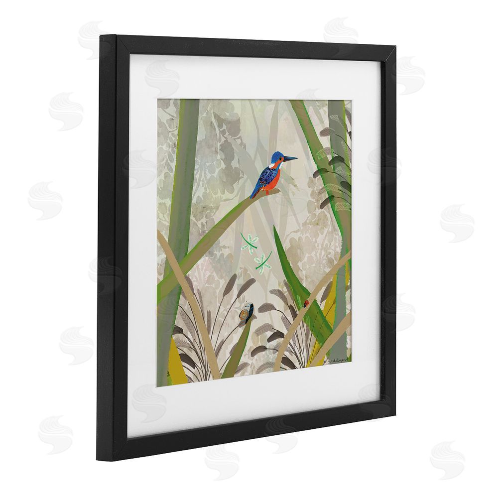 Kay Widdowson Kingfisher Among Branches Black Framed Print Under Glass Wall Art