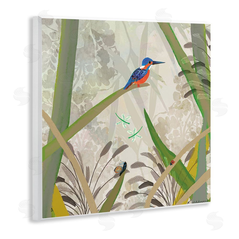 Kay Widdowson Kingfisher Among Branches Wooden Wall Plaque Art Print