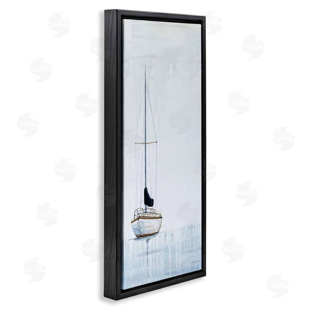 Yvette St. Amant Anchor Down Calm Sailing Vessel Black Floating Frame Canvas Wall Art Print