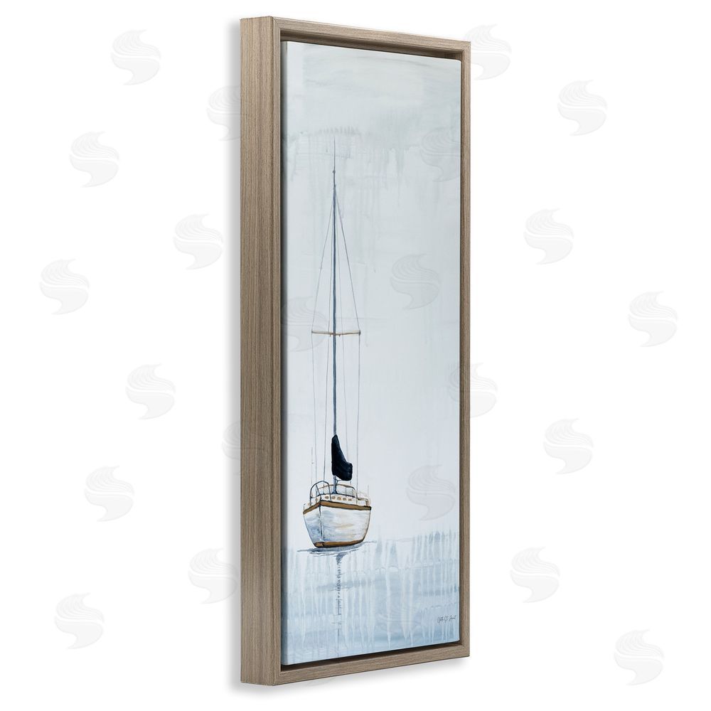 Yvette St. Amant Anchor Down Calm Sailing Vessel Brown Floating Frame Canvas Wall Art Print