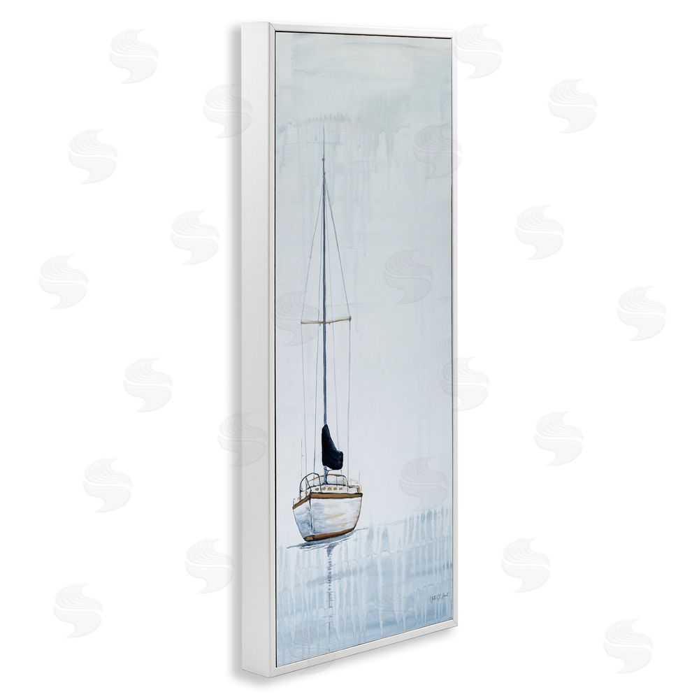 Yvette St. Amant Anchor Down Calm Sailing Vessel White Framed Giclee Wall Art Print