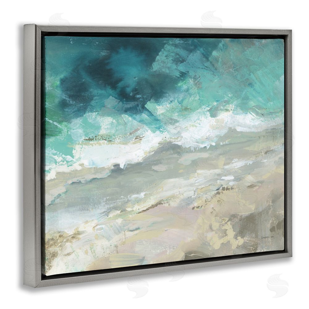 Danhui Nai Aerial Sea View Abstraction Gray Floating Frame Canvas Wall Art Print