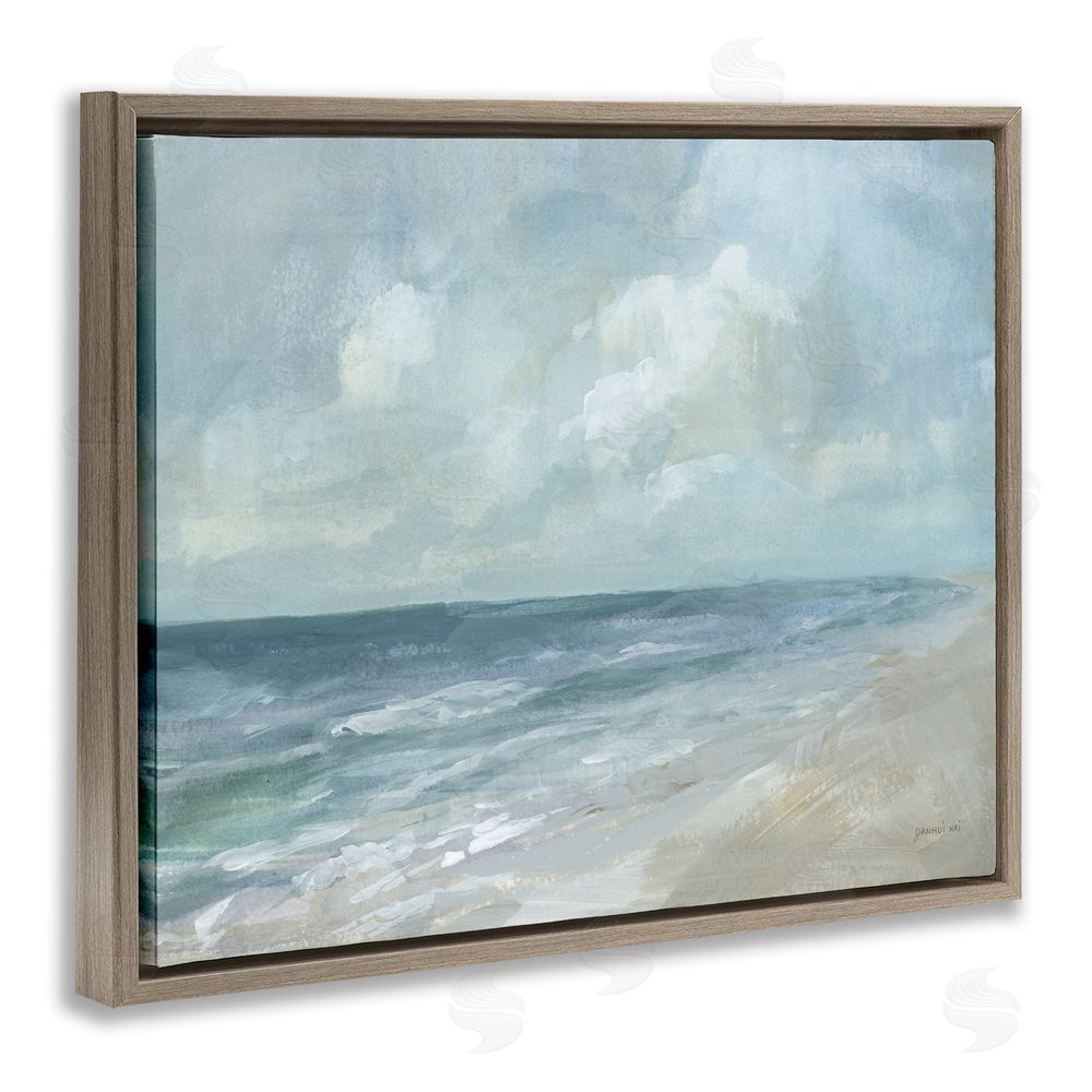 Danhui Nai Calm Beach at Dawn's Horizon Brown Floating Frame Canvas Wall Art Print