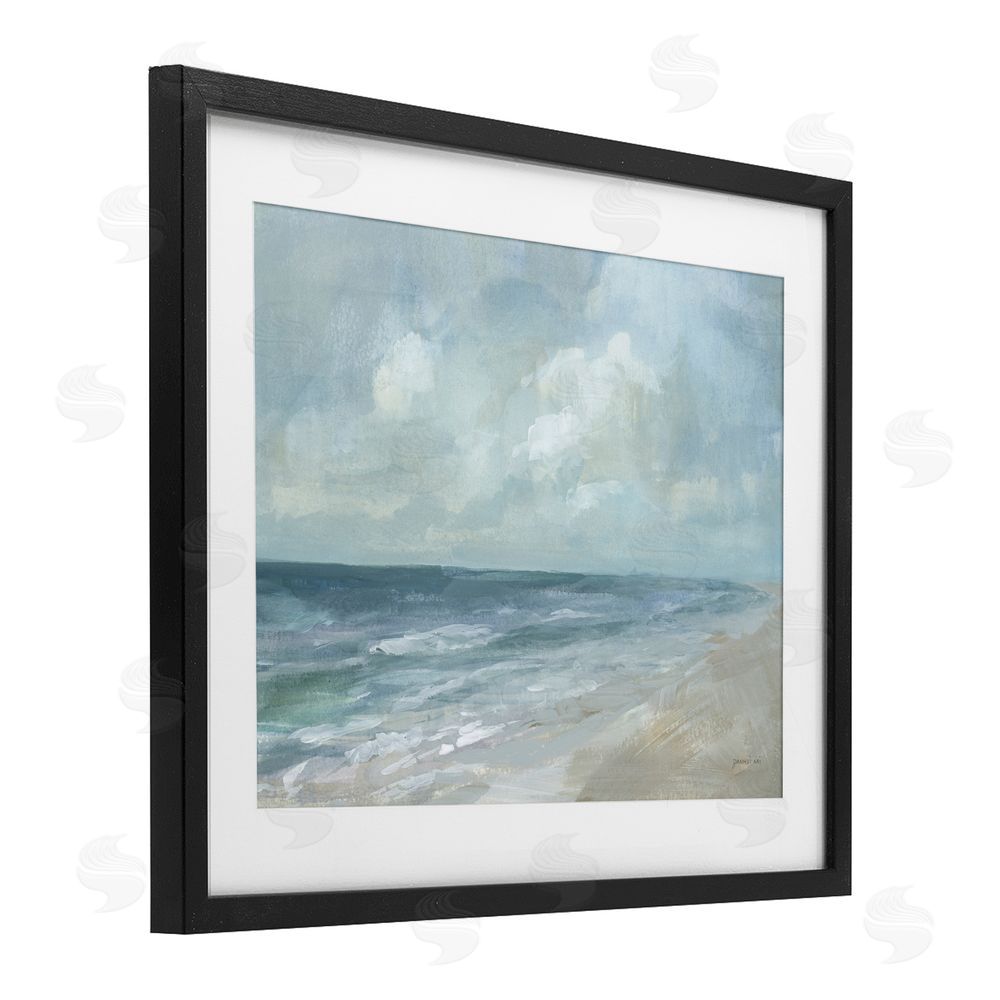 Danhui Nai Calm Beach at Dawn's Horizon Black Framed Print Under Glass Wall Art
