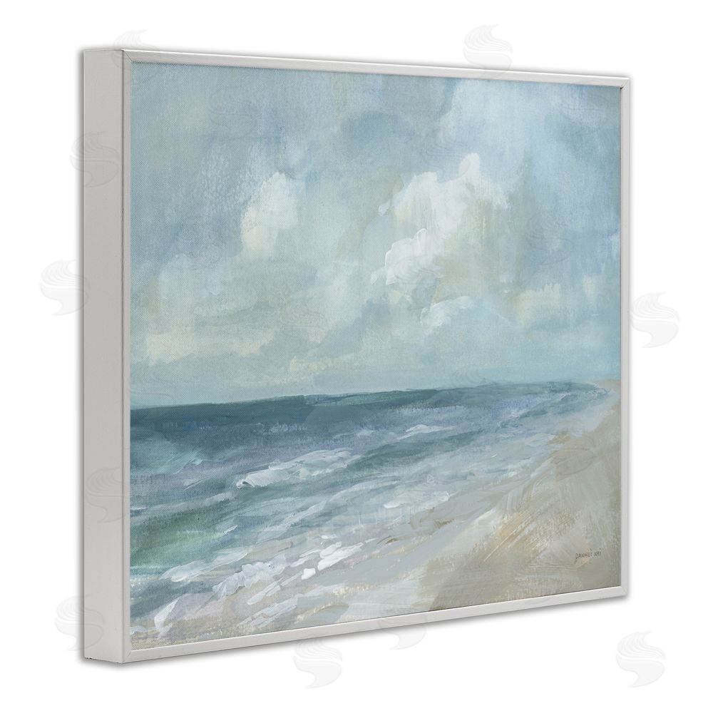 Danhui Nai Calm Beach at Dawn's Horizon White Framed Giclee Wall Art Print