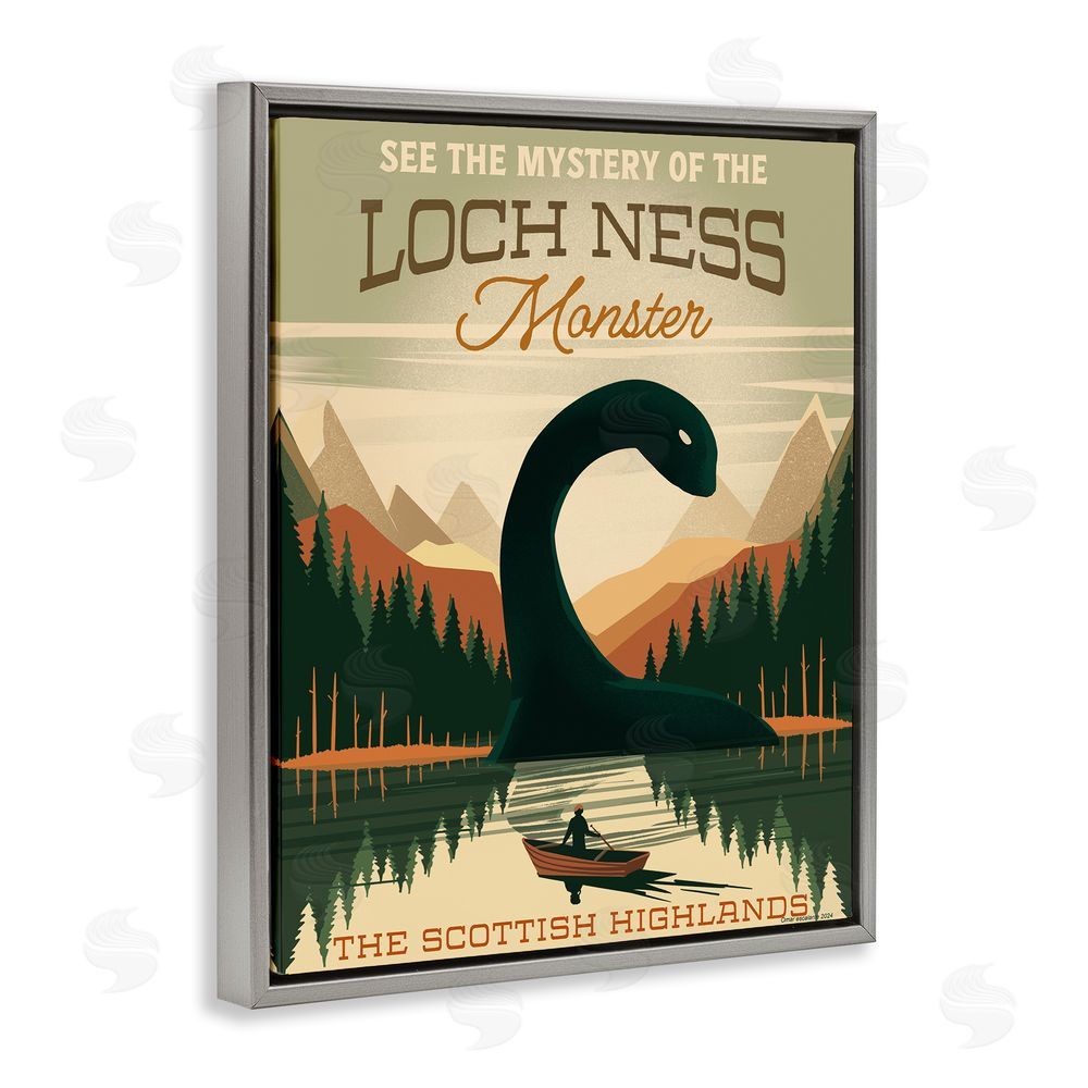 Omar Escalante Folklore Monster Tourism Gray Floating Frame Canvas Wall Art Print