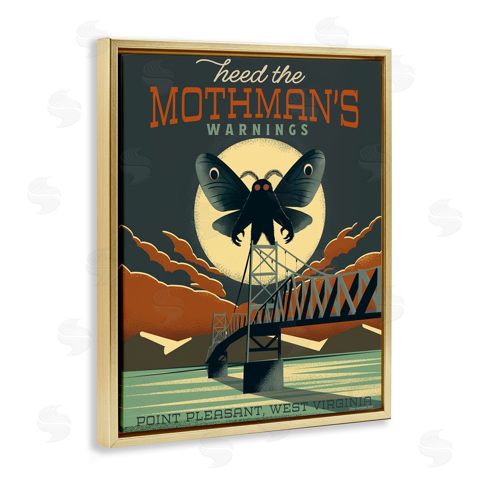 Wild Apple Cryptid Tourism West Virginia Gold Floating Frame Canvas Wall Art Print