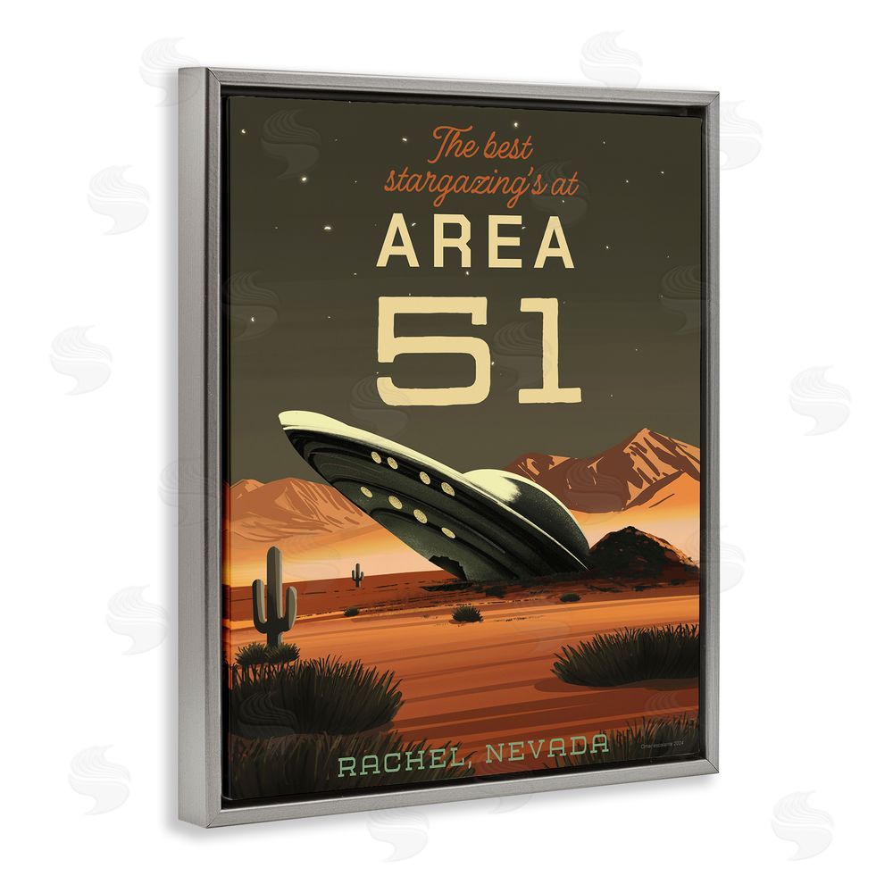 Wild Apple Stargazing Area 51 Gray Floating Frame Canvas Wall Art Print