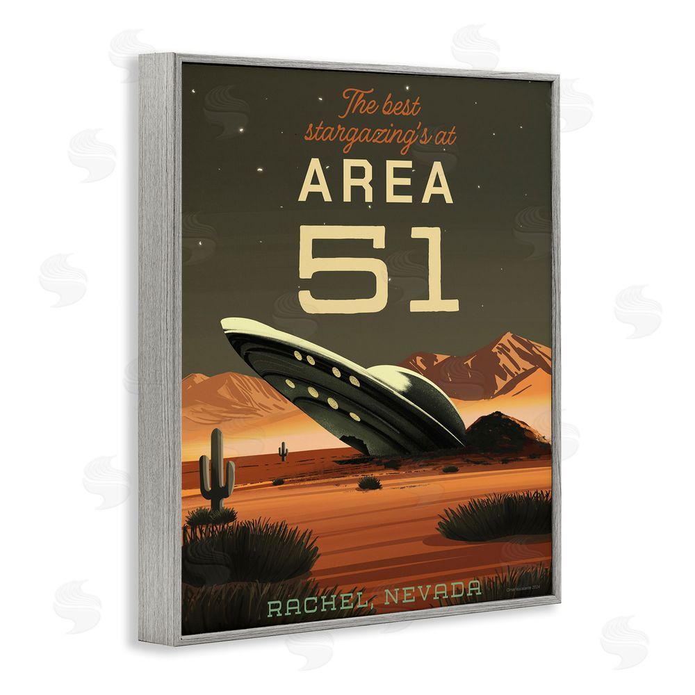 Wild Apple Stargazing Area 51 Gray Framed Giclee Wall Art Print