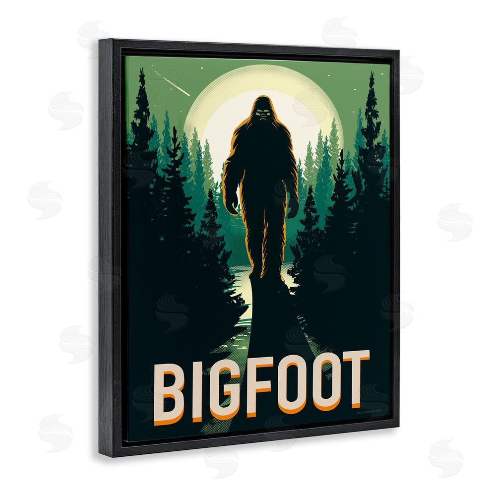 Omar Escalante Cryptid In The Woods Black Floating Frame Canvas Wall Art Print