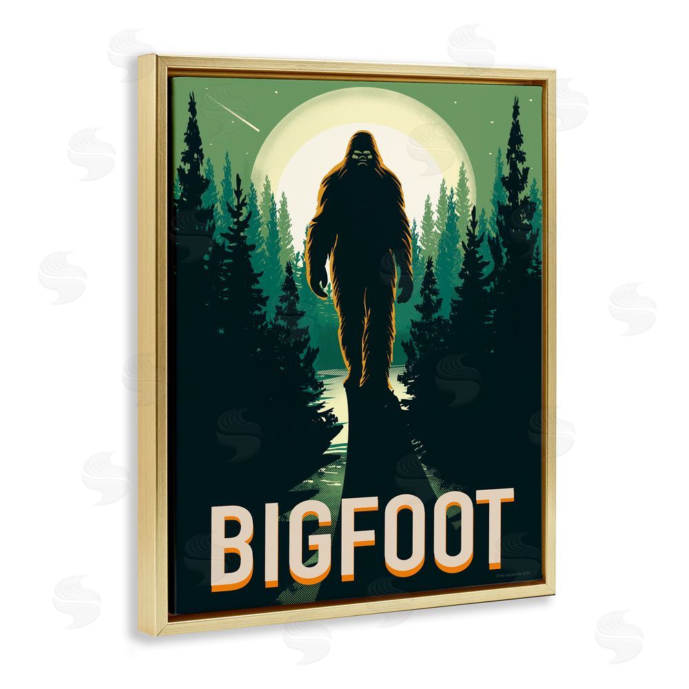 Omar Escalante Cryptid In The Woods Gold Floating Frame Canvas Wall Art Print