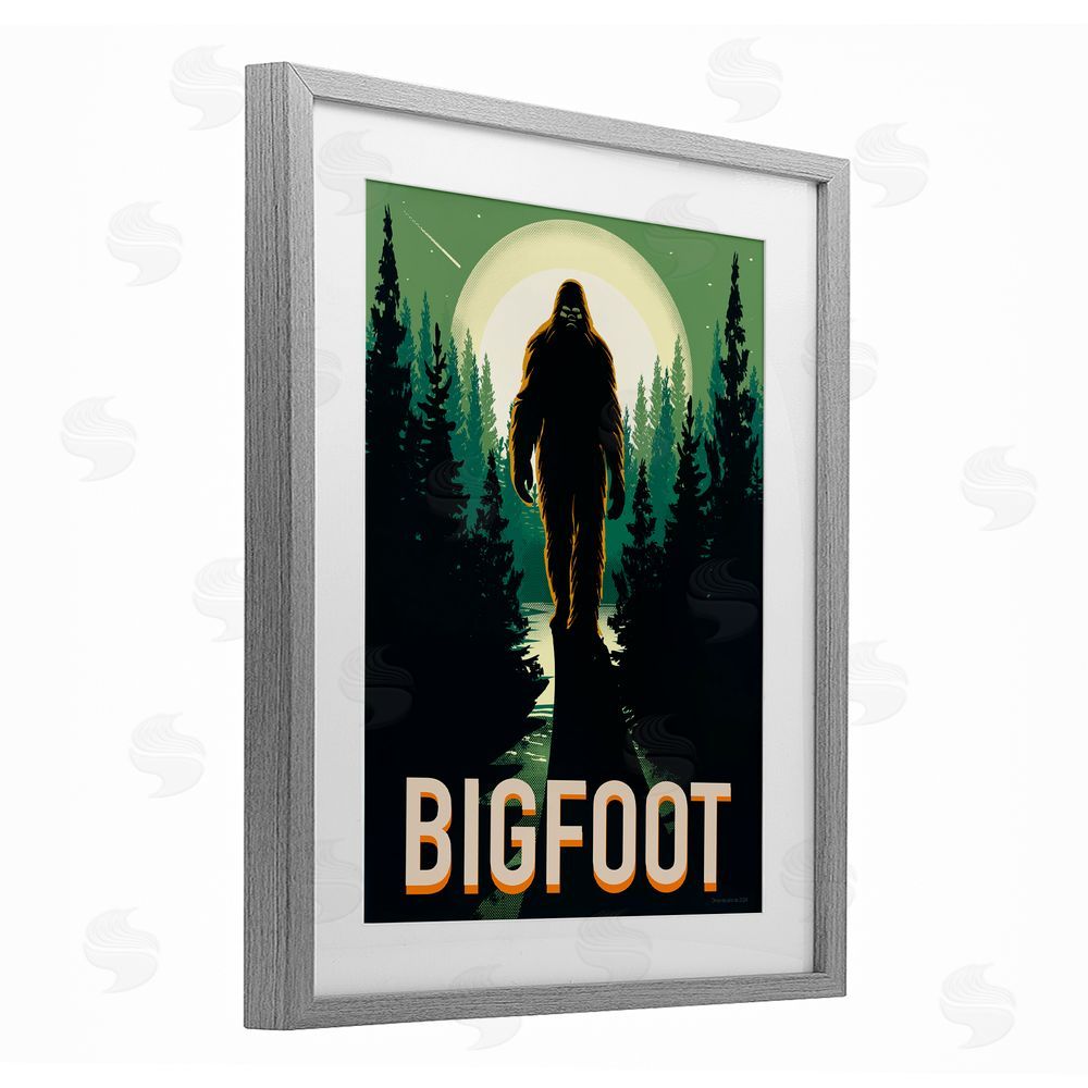 Omar Escalante Cryptid In The Woods Gray Framed Print Under Glass Wall Art