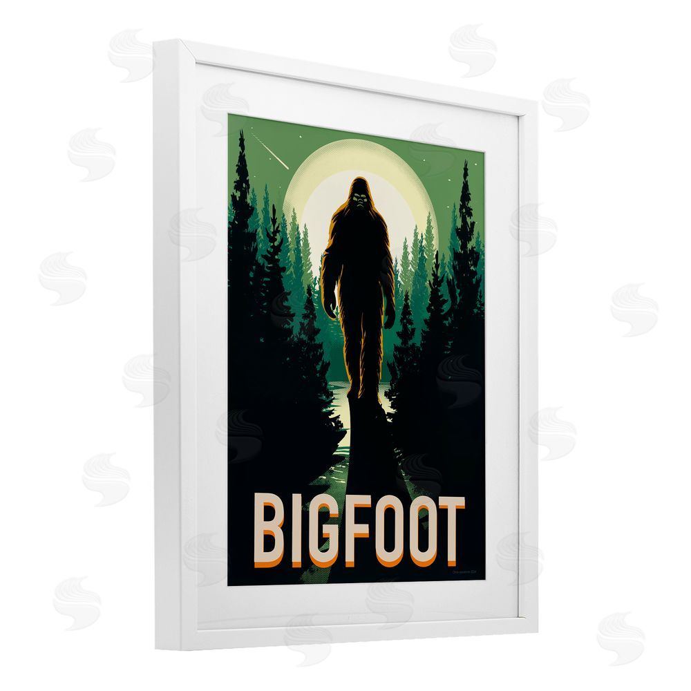 Omar Escalante Cryptid In The Woods White Framed Print Under Glass Wall Art