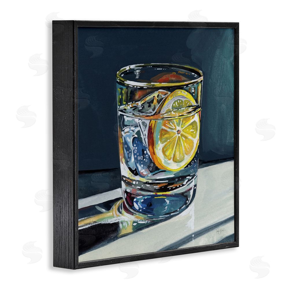 Kate Jarvik Birch Clear Cocktail with Lemon Slice Black Framed Giclee Wall Art Print