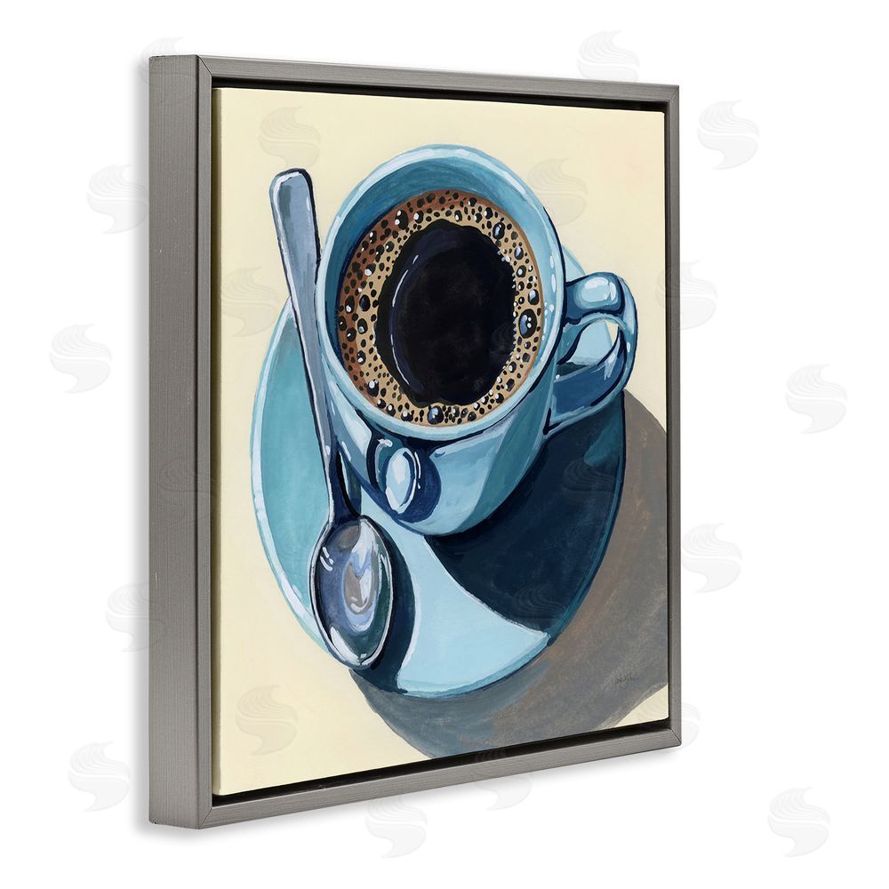 Kate Jarvik Birch Black Coffee with Crema Gray Floating Frame Canvas Wall Art Print
