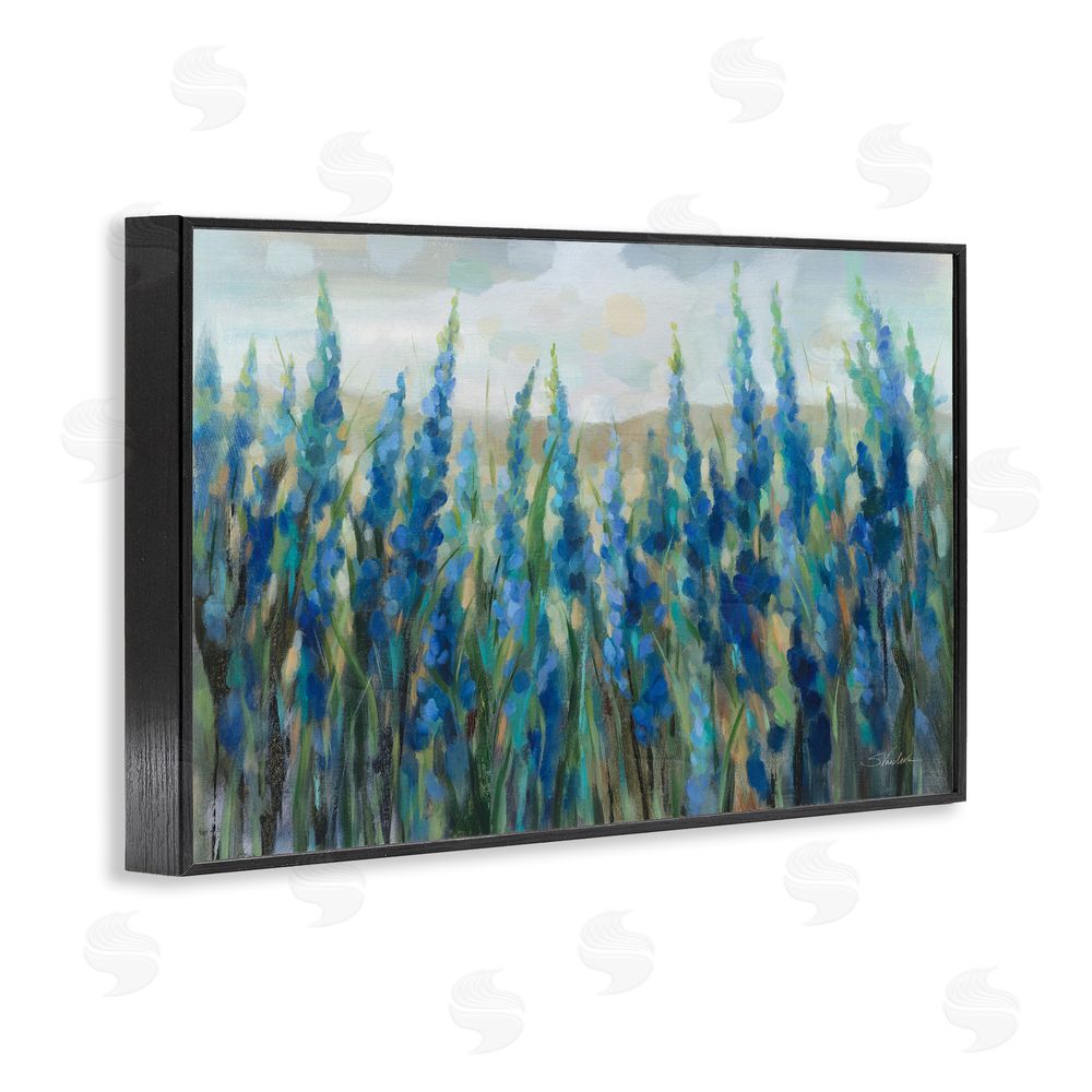Silvia Vassileva Blue Meadow Wildflower Field Black Framed Giclee Wall Art Print