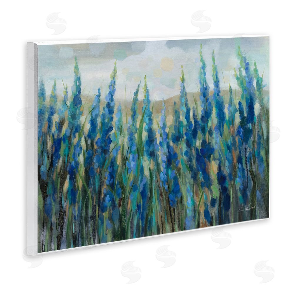 Silvia Vassileva Blue Meadow Wildflower Field Wooden Wall Plaque Art Print