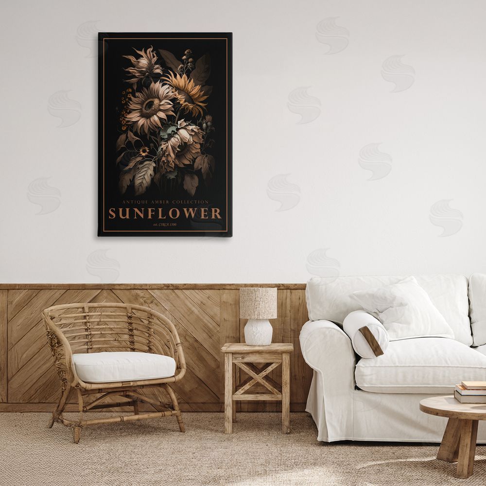 Chris Giampietro Antique Sunflower Light Stretched Canvas Wall Art in Room
