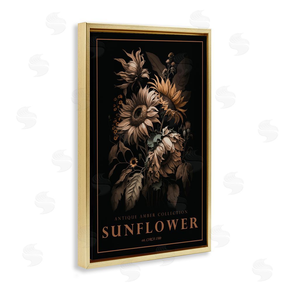 Chris Giampietro Antique Sunflower Light Gold Floating Frame Canvas Wall Art Print